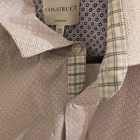 Construct purple and blue micro print mens l/s dress shirt Sz 16.5 (34/35) Slim - Picture 6 of 9
